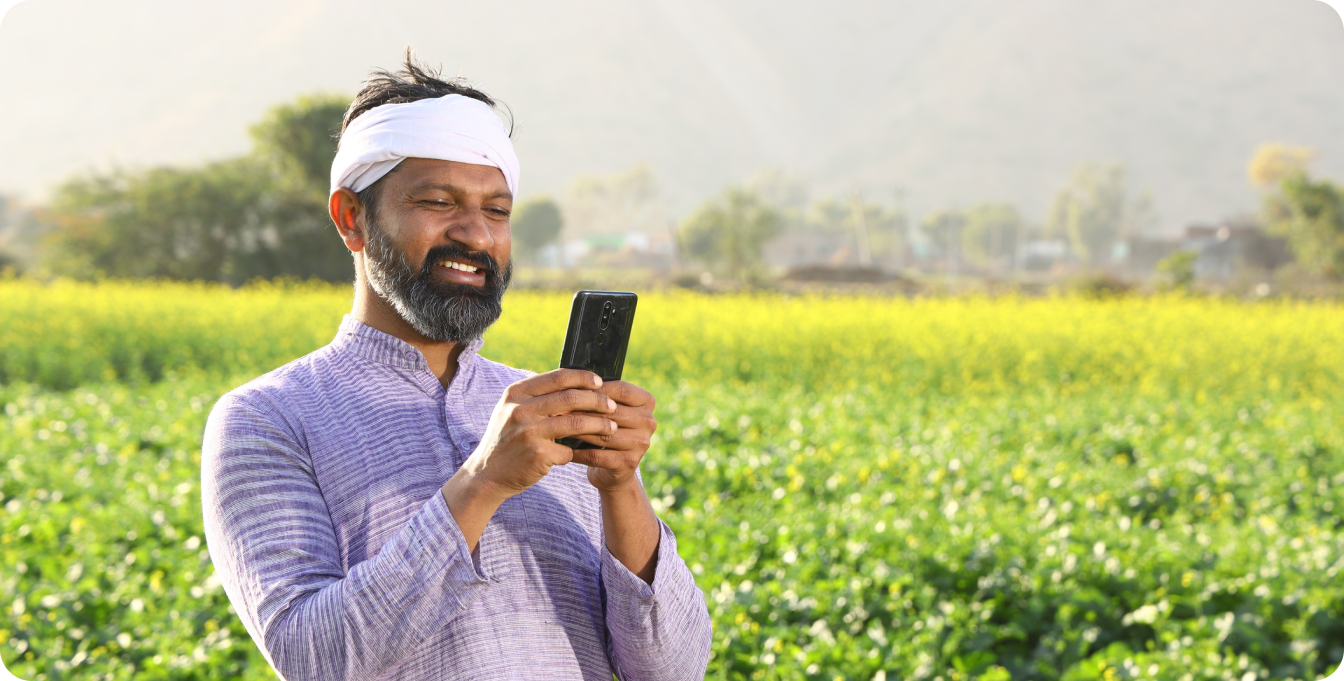 Farmer using technology